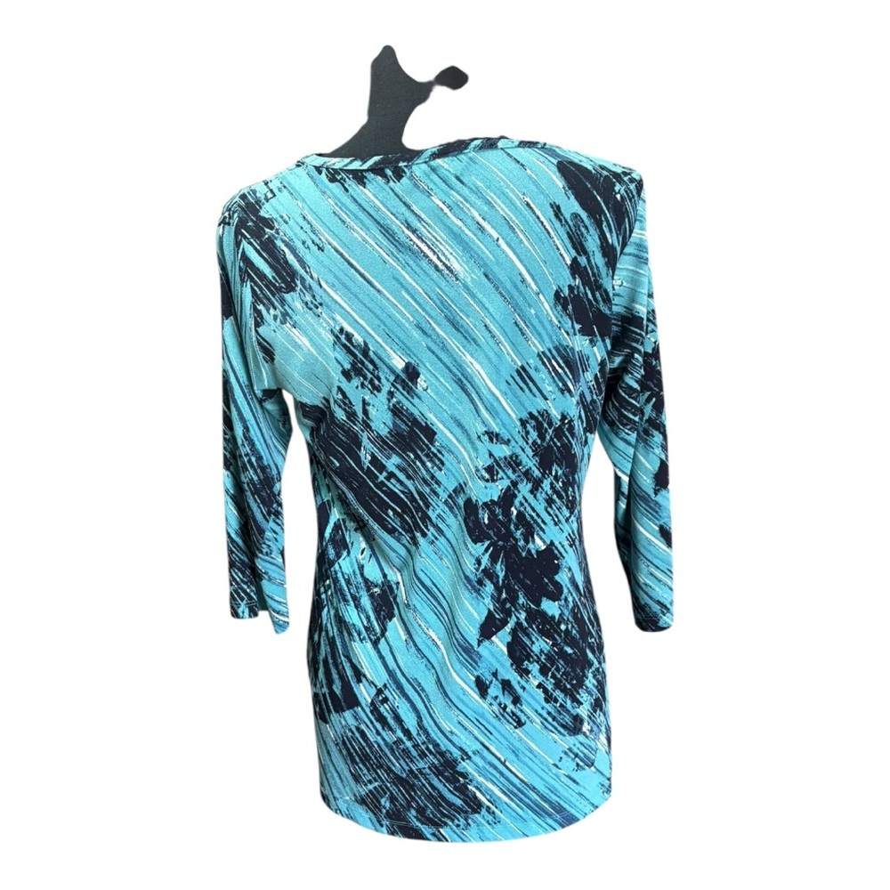 Christopher & Banks Blue and Black Abstract Women's Top - Picture 5 of 6